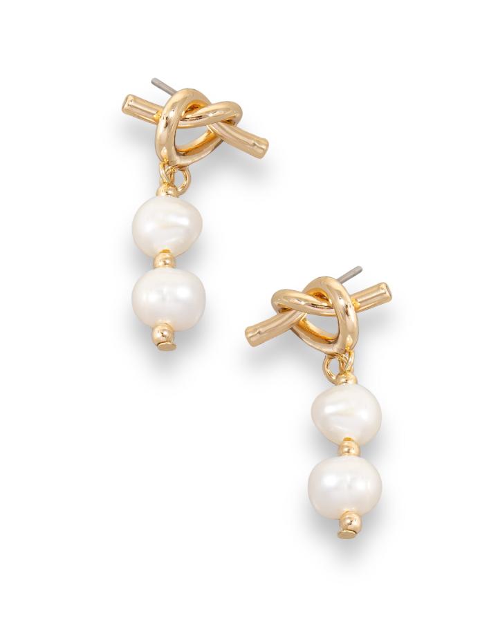 Double Pearl Knot Stud Earrings