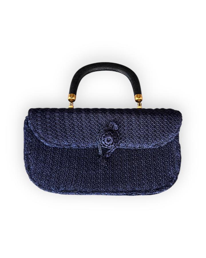 Vintage Navy Blue Woven Bag