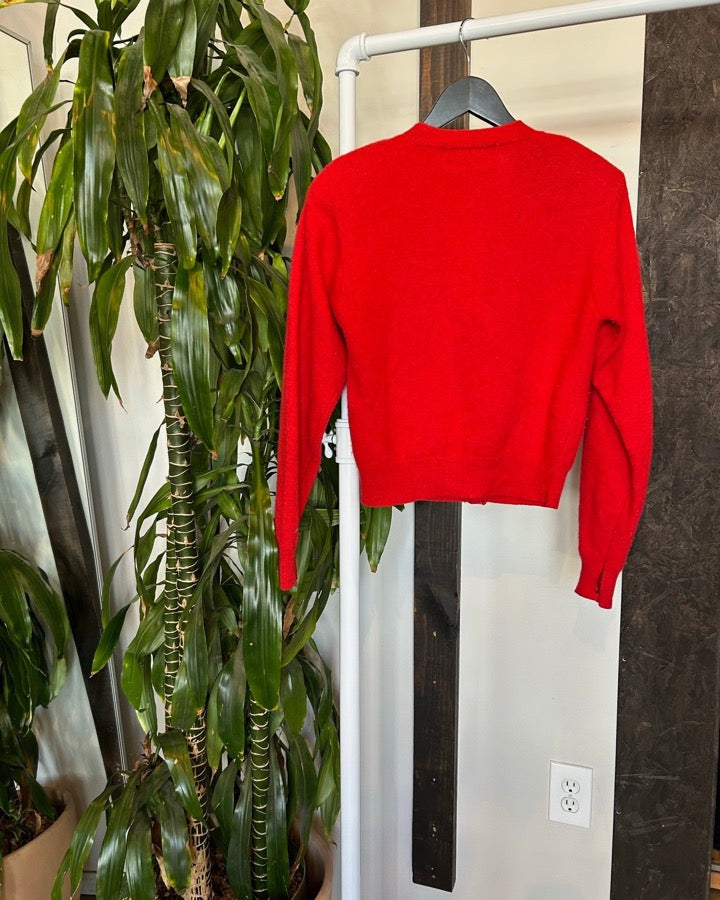 Vintage Cherry Red Cardigan