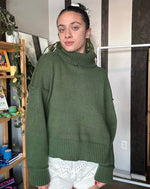 Green Turtleneck Cozy Sweater Top