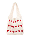 Crochet Knit Hearts Tote Bag