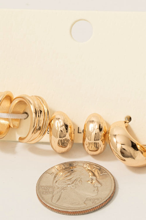 Mixed Huggee And Hoop Earrings Set