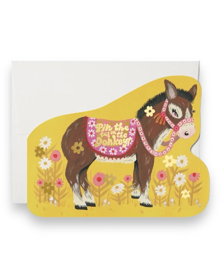 Pin the Tail Donkey birthday greeting card