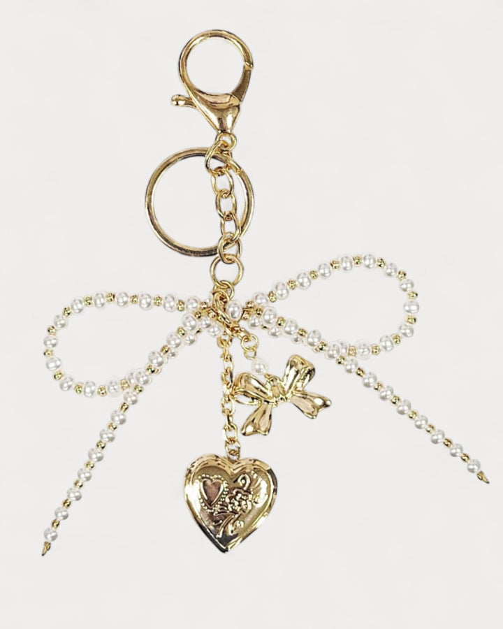 Bow Heart Bag Charm Keychain