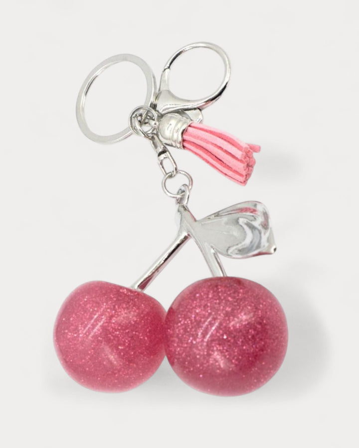 Glitter Pink Cherry Key Chain