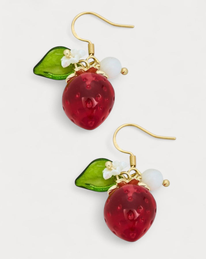 Glass Strawberry Earrings