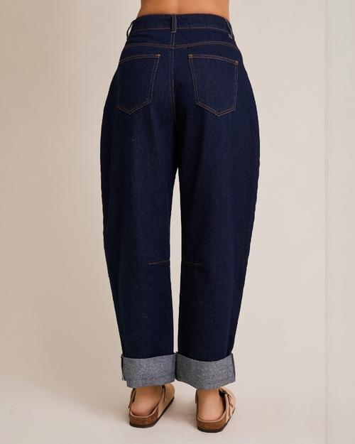 Roll-Up Barrel Denim Pants