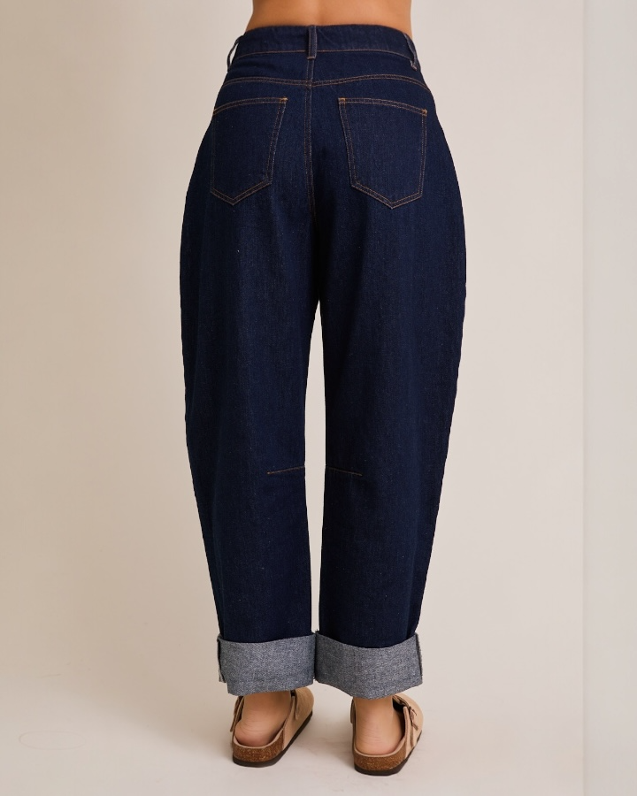 Roll-Up Barrel Denim Pants