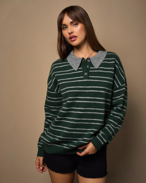 Forest Heather Rugby Sweater