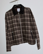Suede Collar Plaid Work Jacket