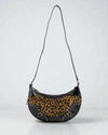 Dark Leopard Print Half Moon Shoulder Bag