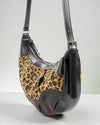 Dark Leopard Print Half Moon Shoulder Bag