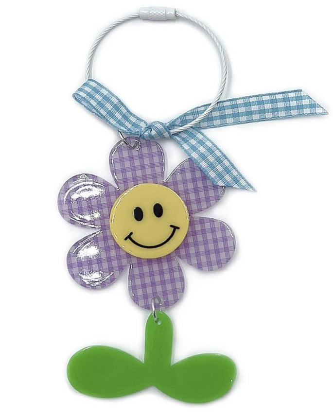 Purple Smiley Daisy Bag Charm