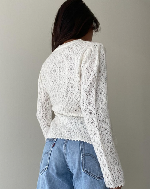 The Kressley Ivory Pointelle Sweater