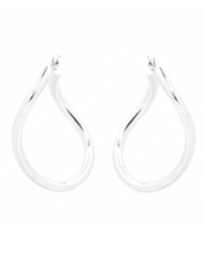 Silver Tear Drop Hoop Earring