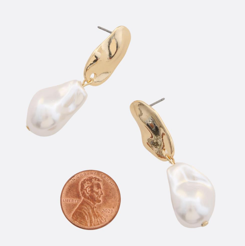 Faux Freshwater Pearl  Drop Earrings