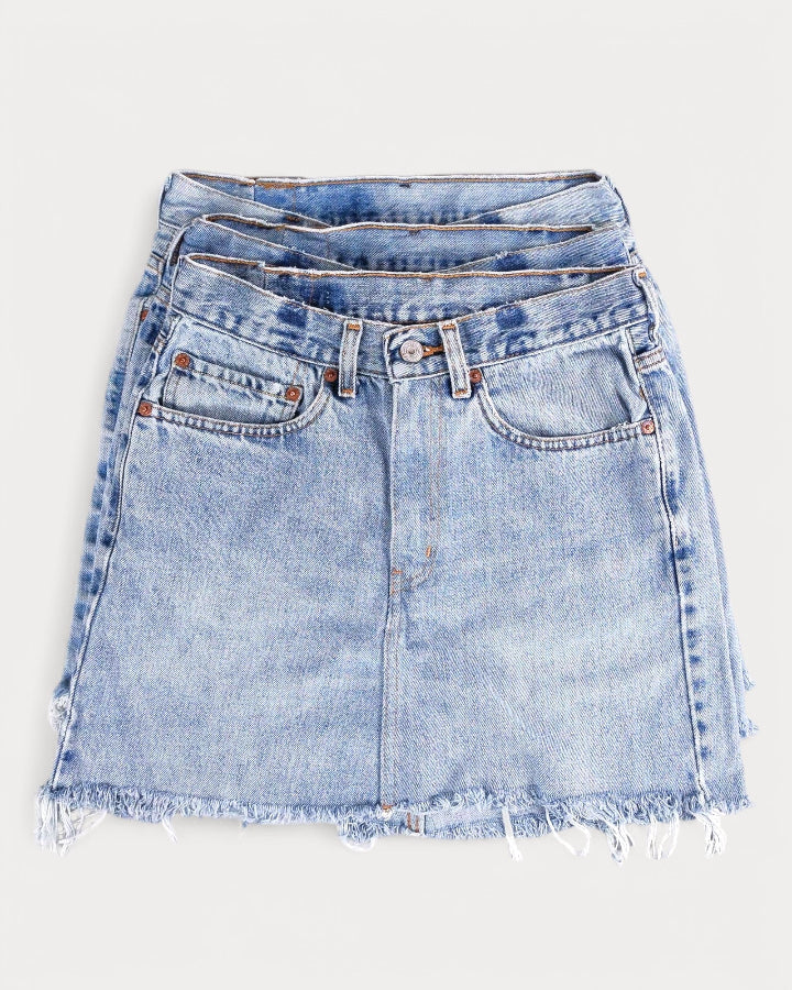 Mid-Rise Upcycled Denim Mini-Skirt