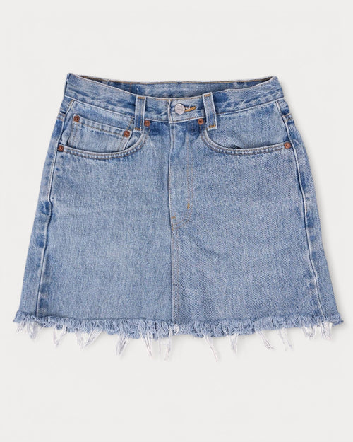 Mid-Rise Upcycled Denim Mini-Skirt