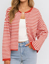 Brown Keaton Striped Cardigan
