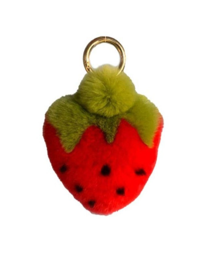 Fluffy Strawberry Keychain Pendant