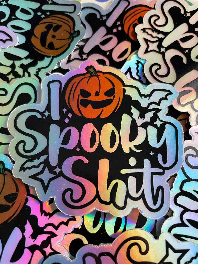 I Love Spooky Shit Holographic Vinyl Sticker