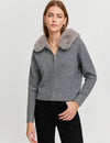 Faux Fur Zip Up Knit Cardigan