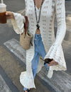 Ivory Ruffle Hem Maxi Cardigan