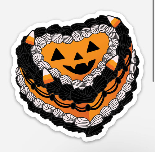 Halloween Vintage Heart Cake Aesthetic Sticker