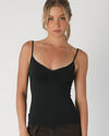 Black Jersey Shirred Cami