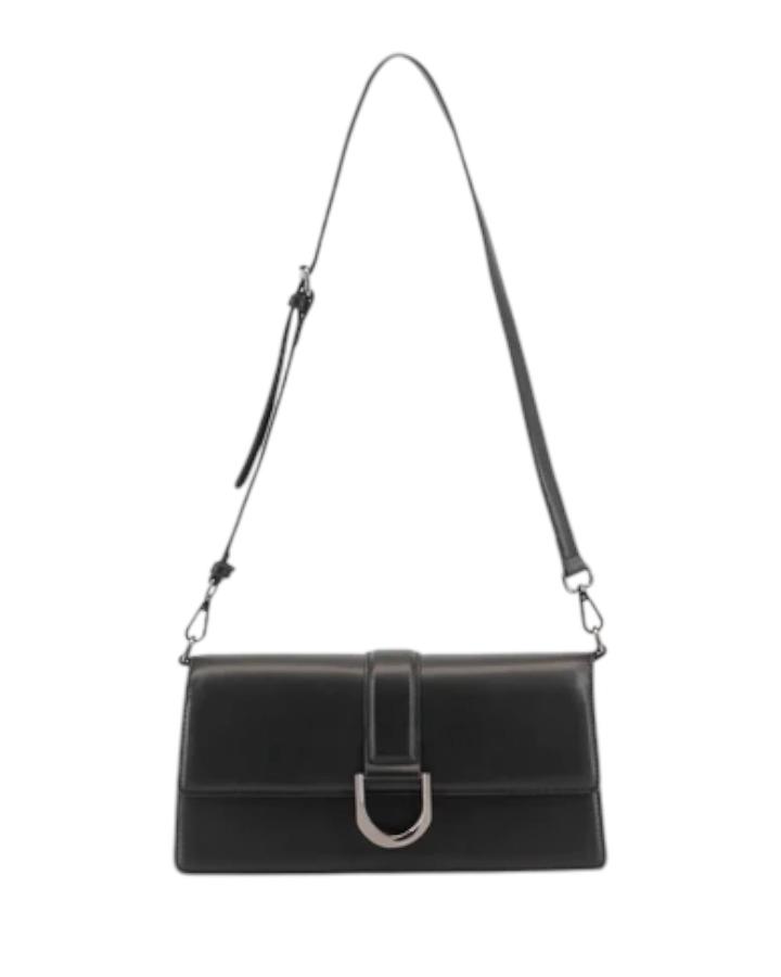 Georgie East West Buckle Crossbody Bag: Black