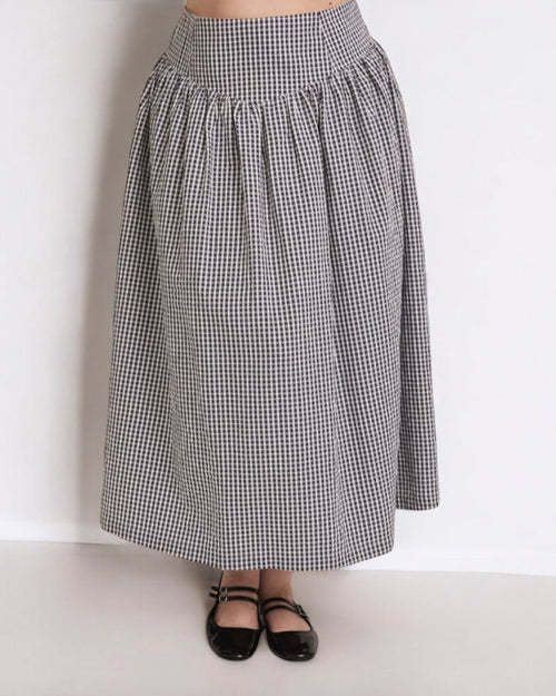 Black Check Drop Waist Skirt