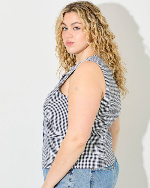 Black Gingham Picnic Top