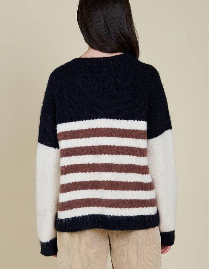 Black Color Block Stripe Cardigan