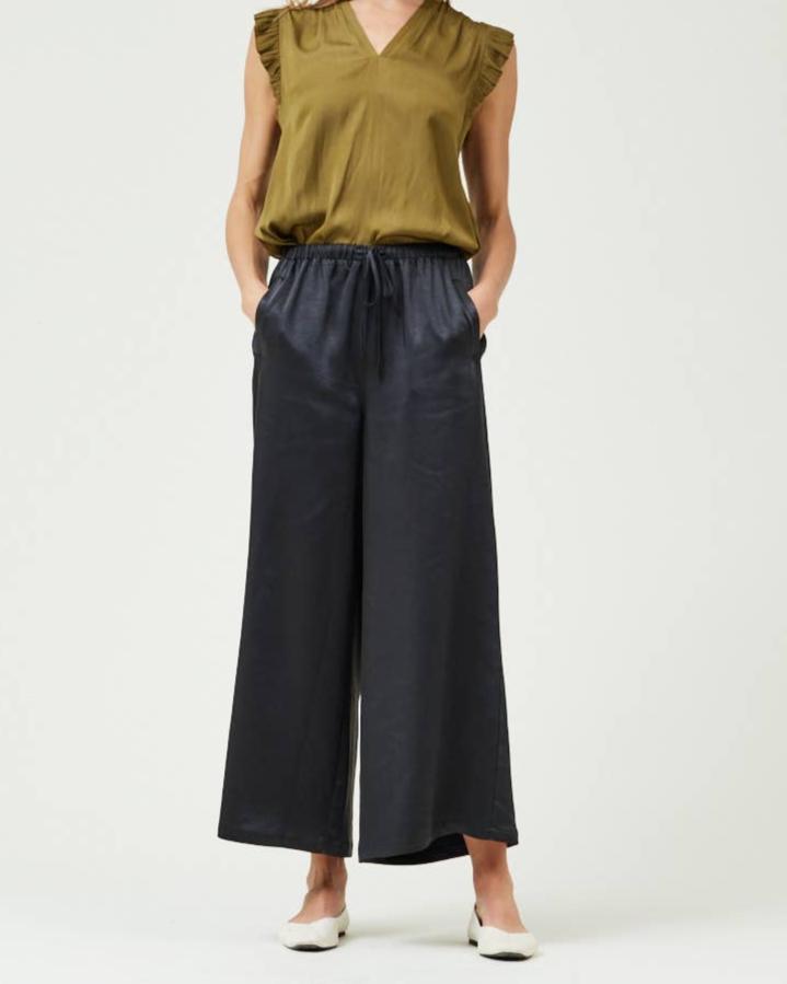 Black Wide Leg Satin Pants