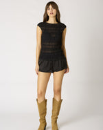 Black Sheer Smocked Top
