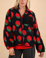 Black Strawberry Fleece Jacket