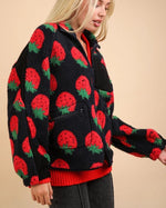 Black Strawberry Fleece Jacket