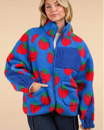 Blue Strawberry Fleece Jacket