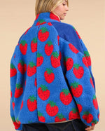 Blue Strawberry Fleece Jacket