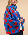 Blue Strawberry Fleece Jacket