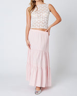 Pink Tiered Maxi Skirt