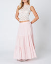 Pink Tiered Maxi Skirt