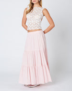 Pink Tiered Maxi Skirt