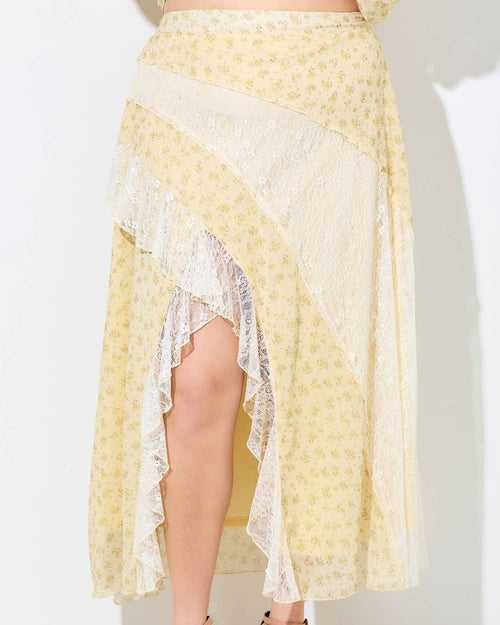 Butter Floral Ruffle Maxi Skirt
