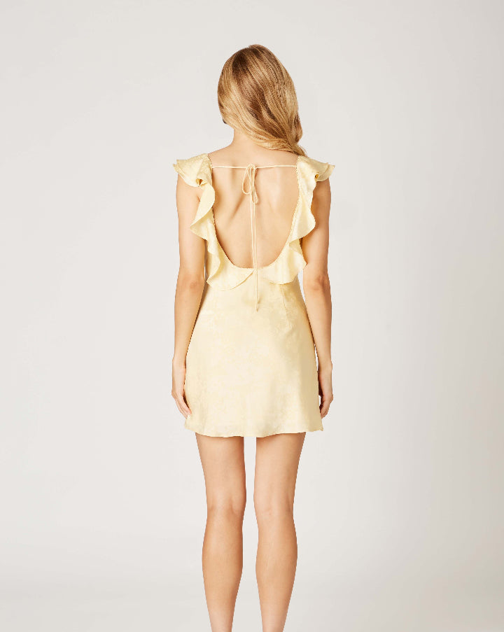 Butter Satin Flutter Sleeve Dress