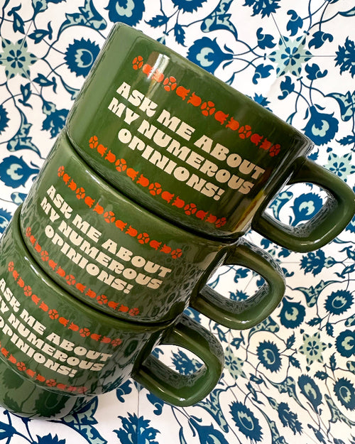 Ask me About my Numerous Opinions- Stackable Ceramic Mug