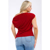 Plus Burgundy Off Shoulder Ruched Top
