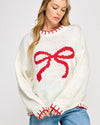 Plus Holiday Stitch Bow Sweater