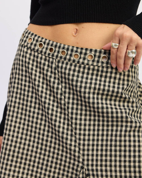 Gingham Grommet Asymmetrical Skirt