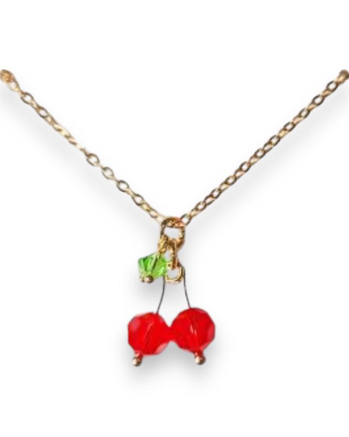 Crystal Cherry Pendant Necklace